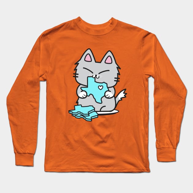 Texas Cookie Cat Long Sleeve T-Shirt by plattercats